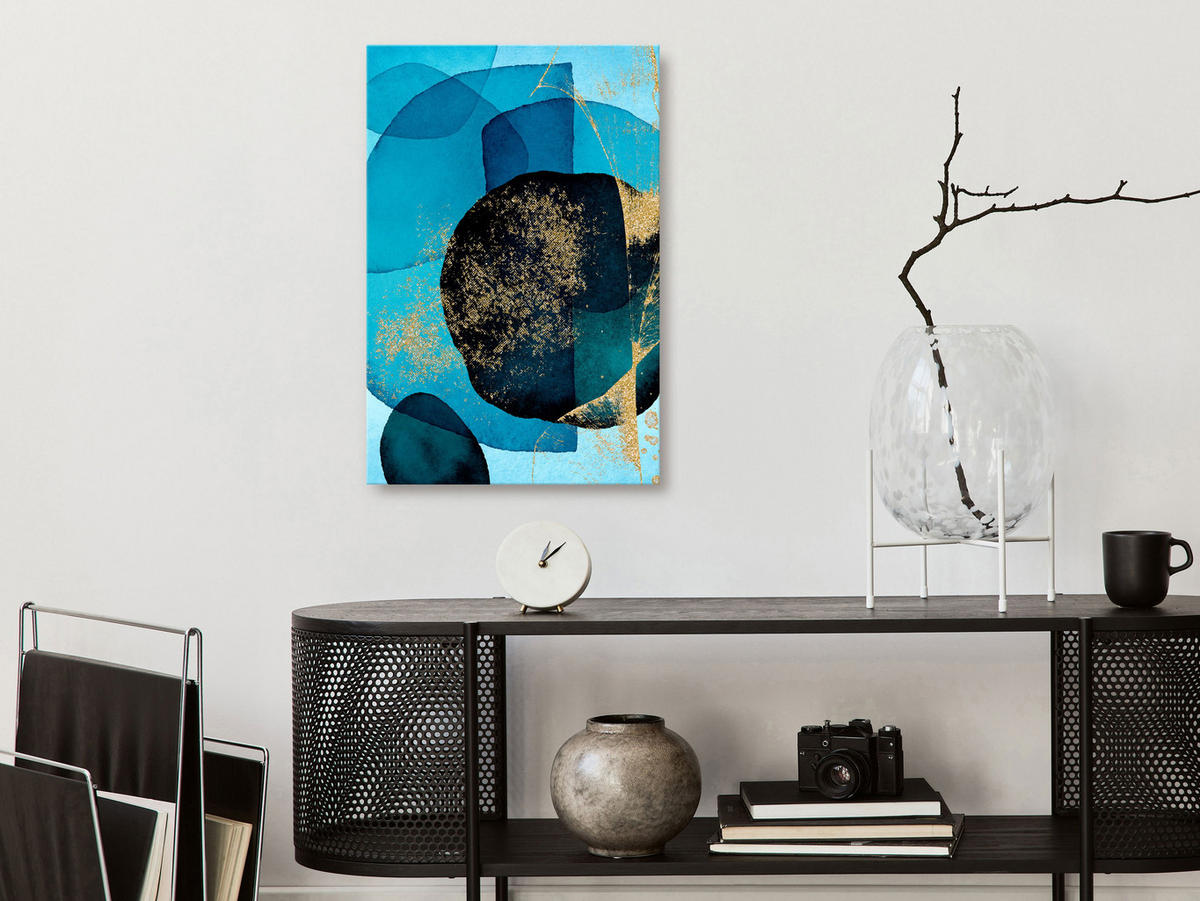 KUNSTDRUCK Blau 40/60 cm - Blau/Goldfarben, Textil (40/60cm) - KUNSTLOFT