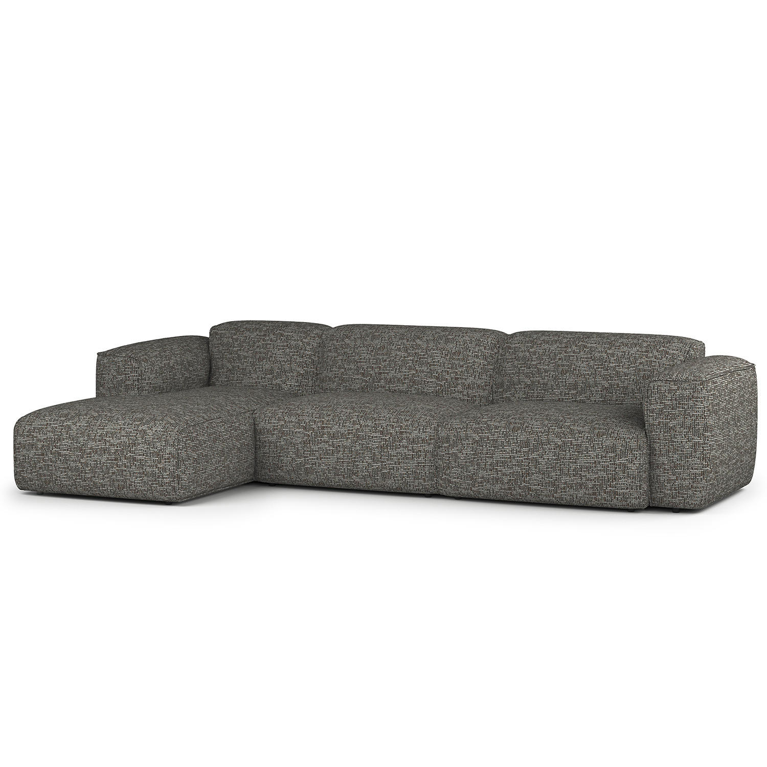 3-SITZER ECKSOFA mit Longchair - Schwarz/Grau, Kunststoff/Textil (317/173cm) - home24