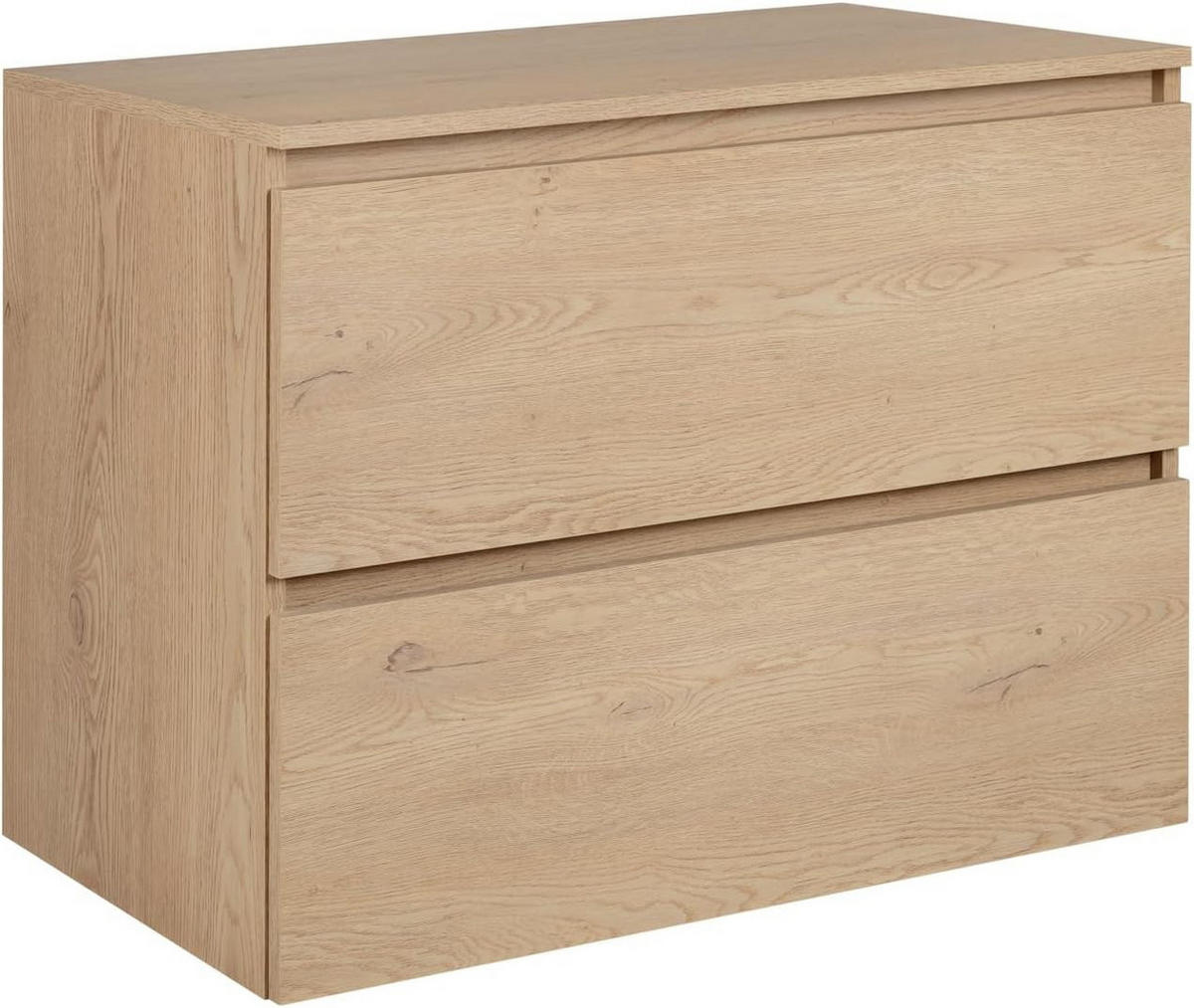 BADEZIMMERSCHRANK 80 cm + TOP + Möbelfüße, Farbe: helle Eiche, 80 x 46 x 80,7 cm, mit Arbeitsplatte - Eichefarben, Holzwerkstoff (80/80.7/46cm) - 3XE LIVING