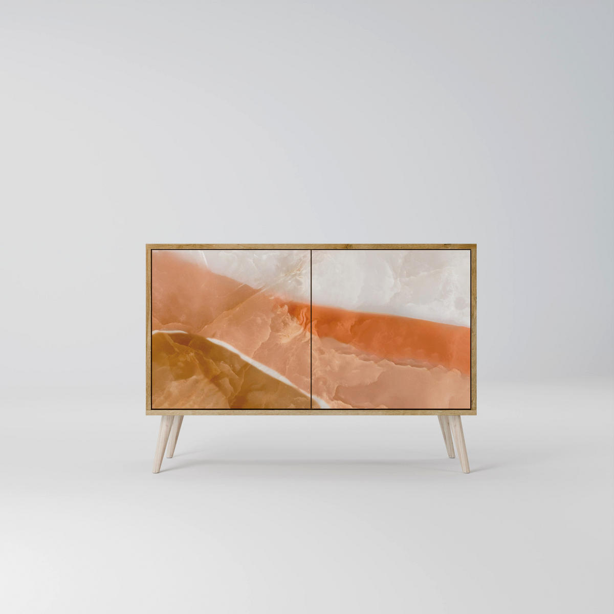 SIDEBOARD SANDHILLS SPLENDOUR, Eicheneffekt, 111x42x77,5 cm, 2 Türen - Eichefarben/Buchefarben, Holzwerkstoff/Buchenholz (111/77.5/42cm) - SpaceRebels