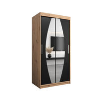 SCHWEBETÜRENSCHRANK 200/100/62 2-türig - Silberfarben/Schwarz, Holz/Kunststoff (100/200/62cm) - Abiks Möbel