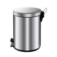 MÜLLEIMER Runder TretMit Herausnehmbaren Kunststoff Inneneimer 5 Liter 28,4 x 24,5 x 20 cm Matt Silber - Silberfarben, Metall (20/28.4/24.5cm) - PROREGAL