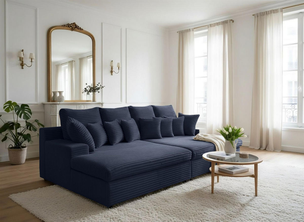 SOFA Arosa - Blau, Holzwerkstoff/Textil (286/103/170cm) - Fun Möbel