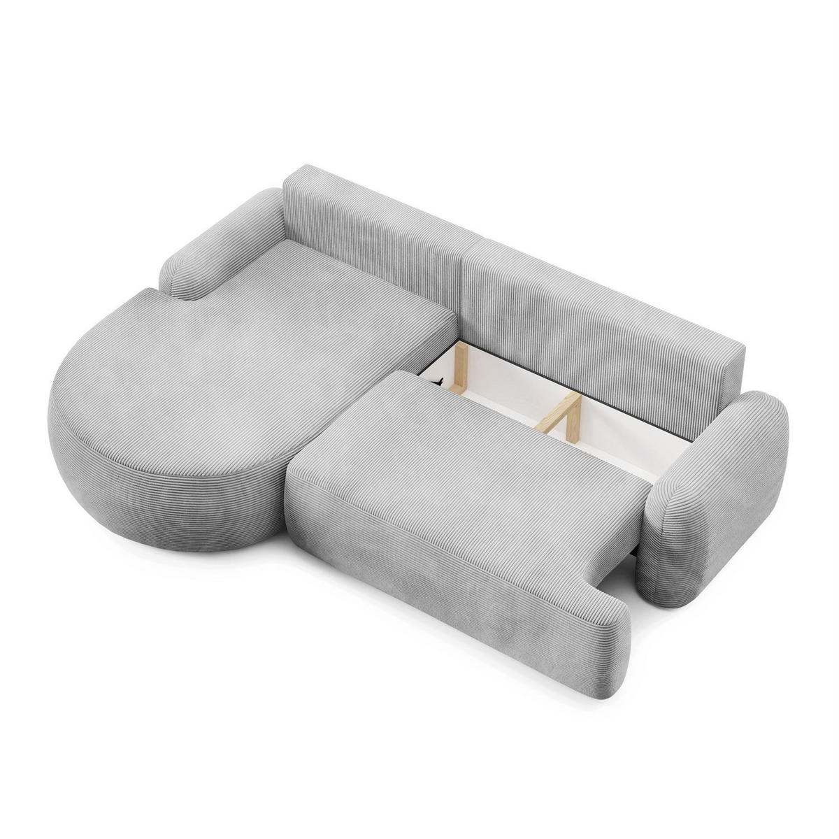 ECKSOFA CLEO II mit Schlaffunktion Version Linke Poso 110 - Hellgrau, Kunststoff (264/172cm) - Lookway