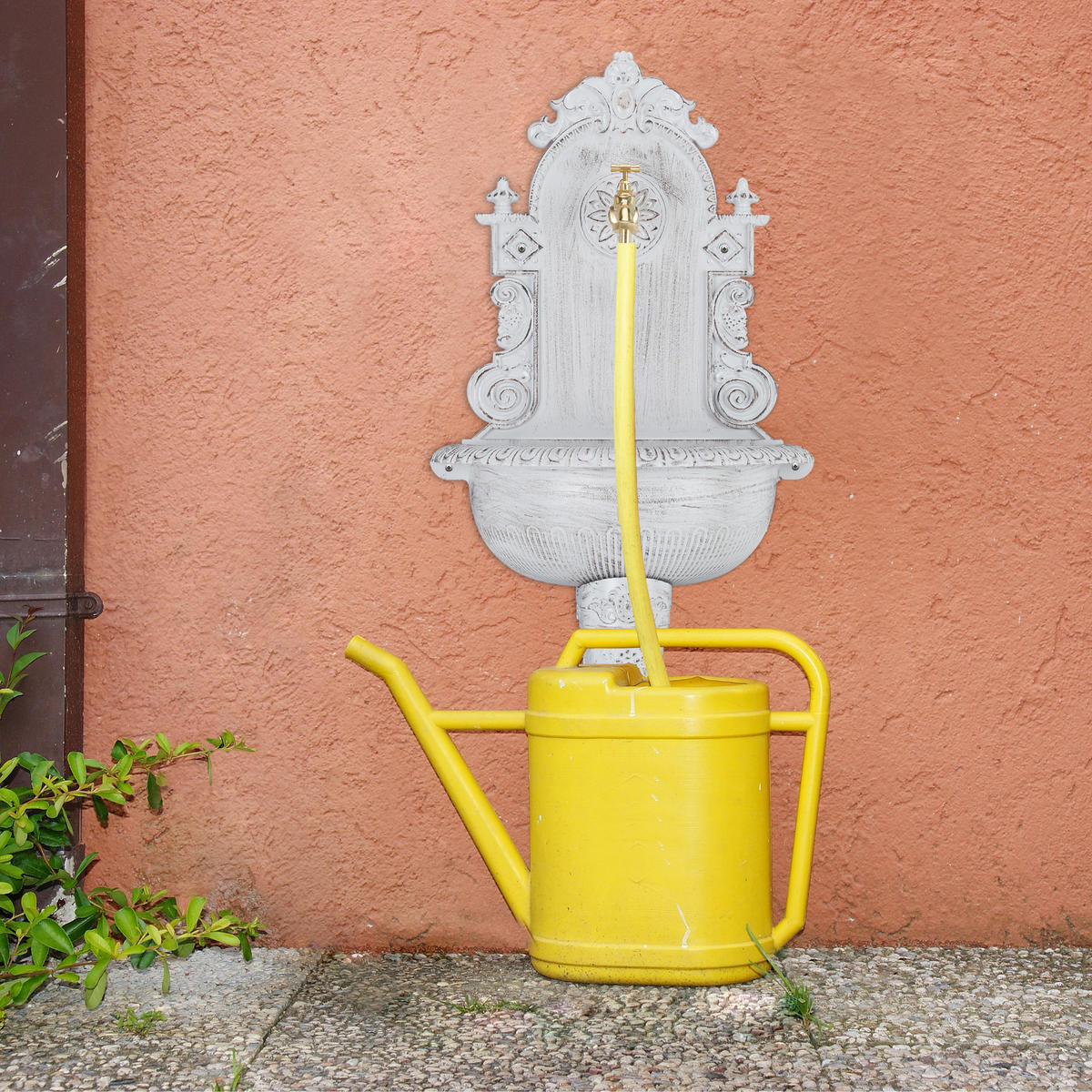 WANDBRUNNEN - Weiß, Metall (22/44/75cm) - Relaxdays