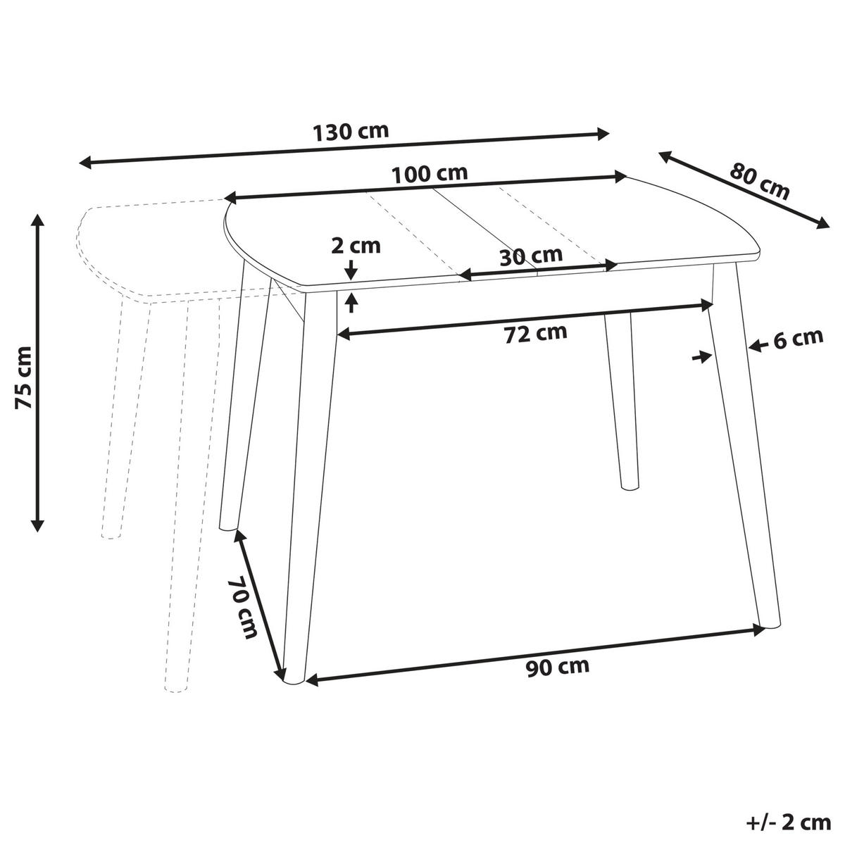 JÍDELNÍ STŮL 100-130/80/75 cm Tmavě hnědý Obdélníkový Toms - tmavě hnědá, kompozitní dřevo (80/80/75cm) - Beliani