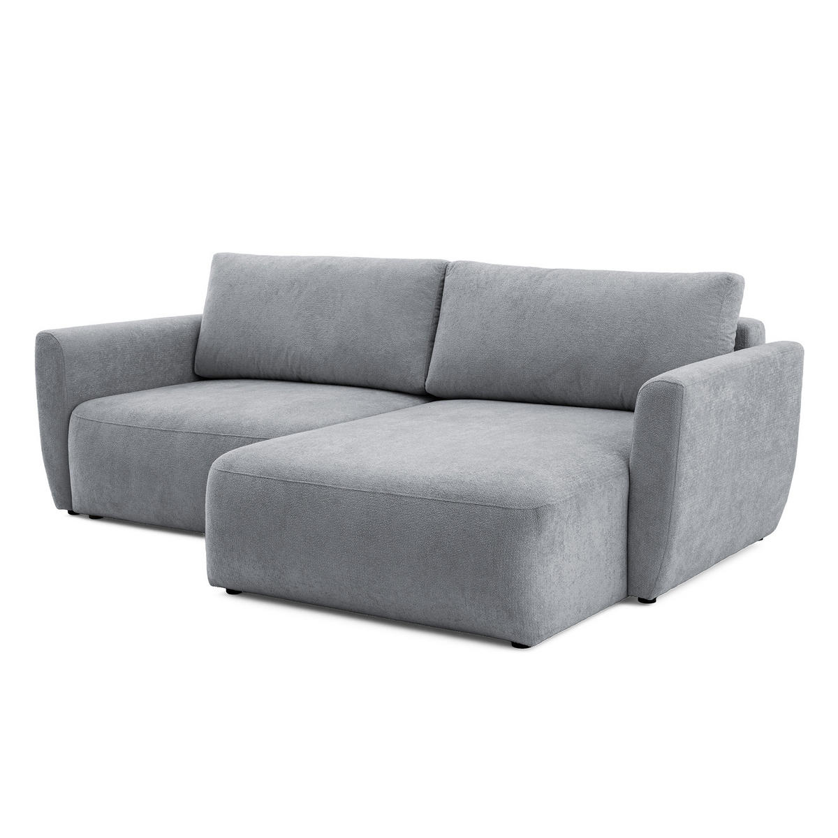 ECKSOFA BELLA L Rechts mit Schlaffunktion 140x205 Velours Grau - Schwarz/Grau, Holz/Kunststoff (165/230cm) - Muffo