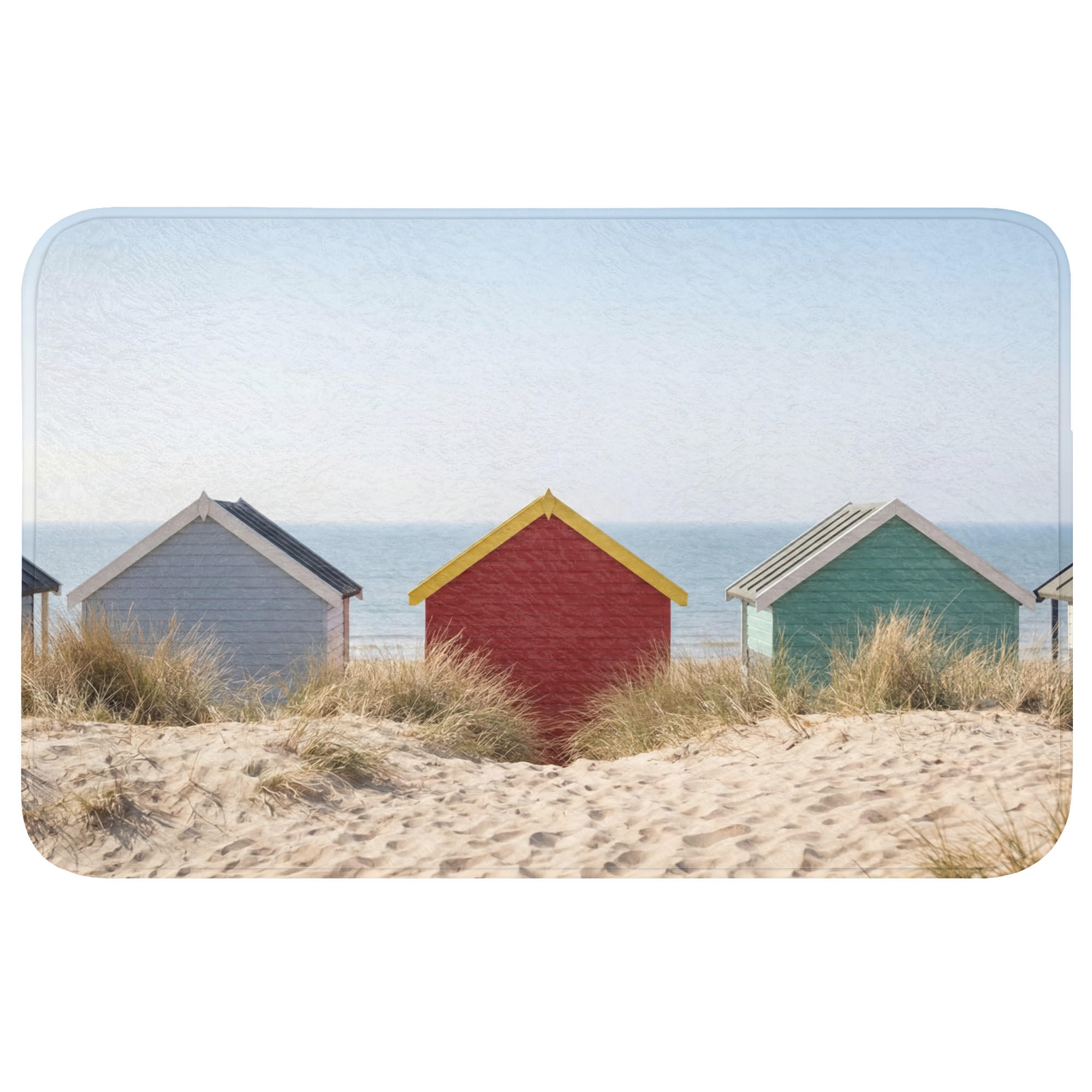 TEPIH ZA KUPAONICU Kućice na plaži 80x50 cm - višebojno, tekstil/plastika (80/50cm) - OnlyWow