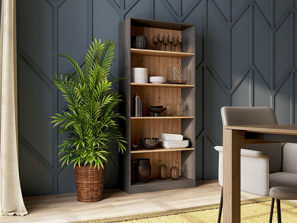 BÜCHERREGAL Anthrazit, Artisan 80/182/30 - Anthrazit, Holzwerkstoff (80/182/30cm) - RAUMHIRSCH FURNITURE