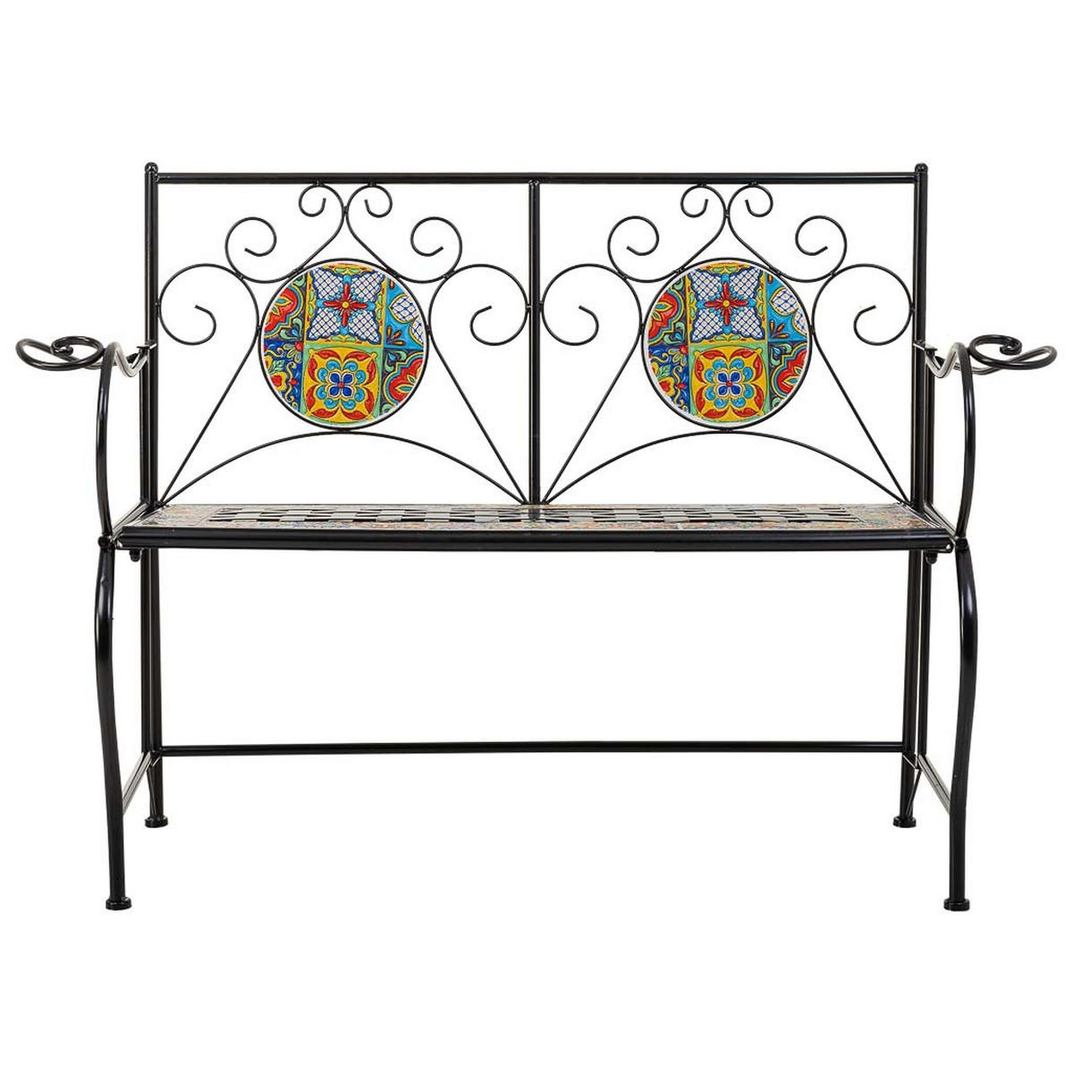 BANK, schwarz, 110x50x88cm - Schwarz, Metall (110/88/50cm) - Wanderlust