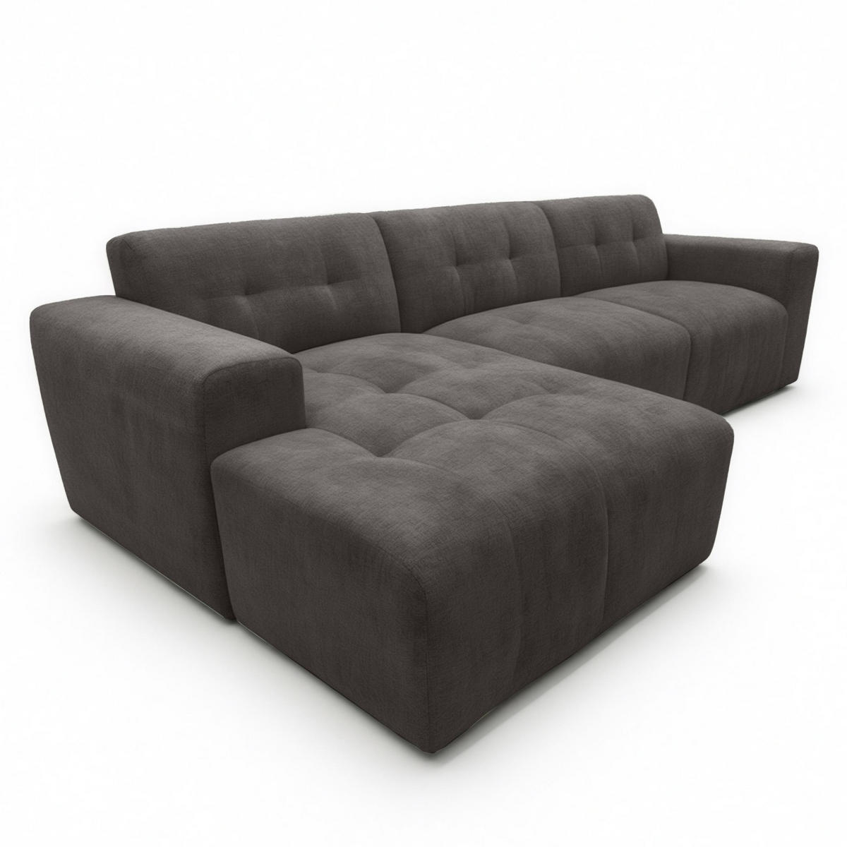 ECKSOFA L Form Corlu Dunkelgrau 310/165/78 cm – stilvolle kleine Eckcouch Links - Dunkelgrau/Schwarz, Kunststoff/Textil (310/165cm) - AX Living