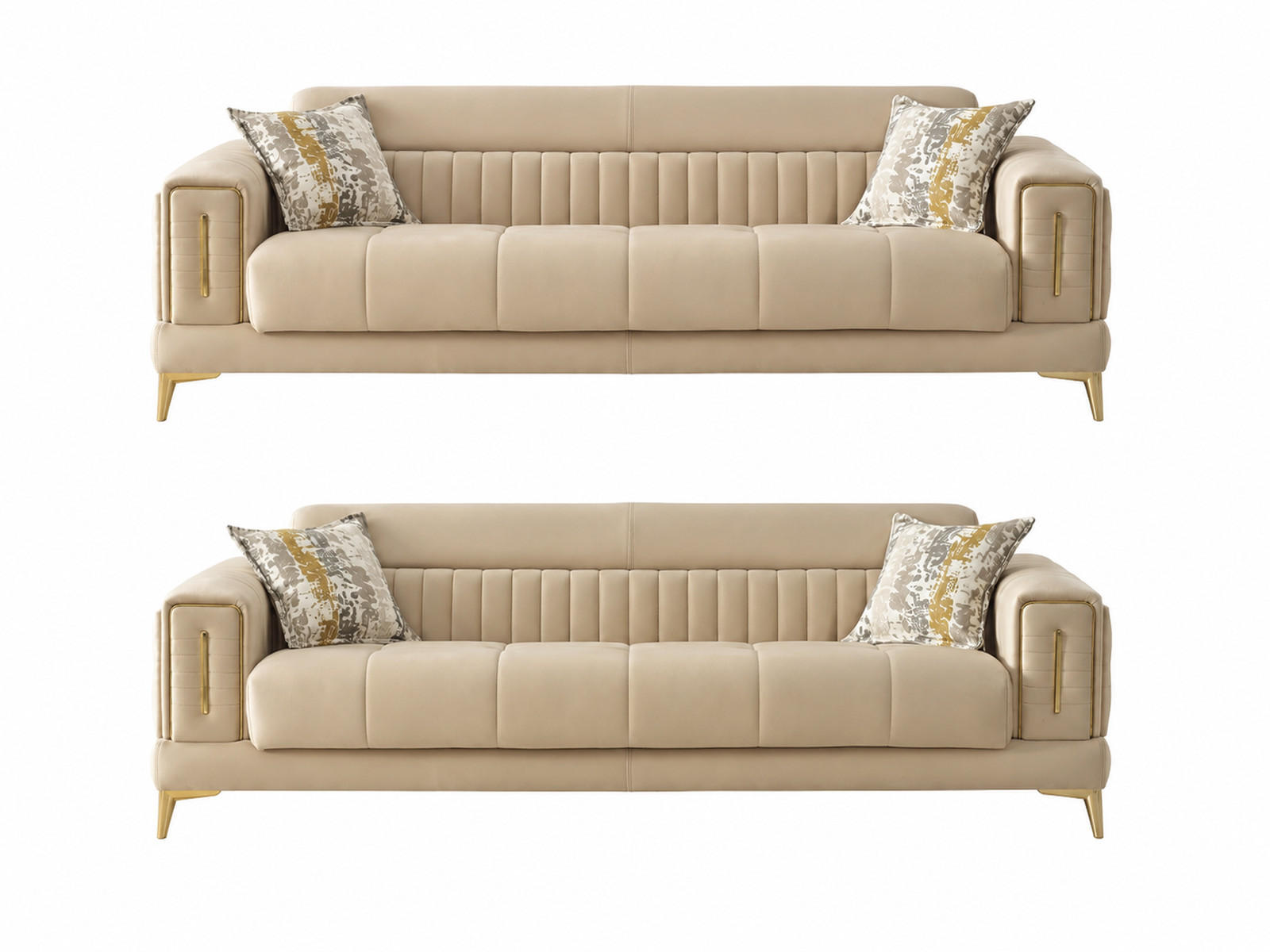 SITZGARNITUR Arica, Beige Stellvariante 3+3 - Beige, Holzwerkstoff/Kunststoff (240/80/95cm)