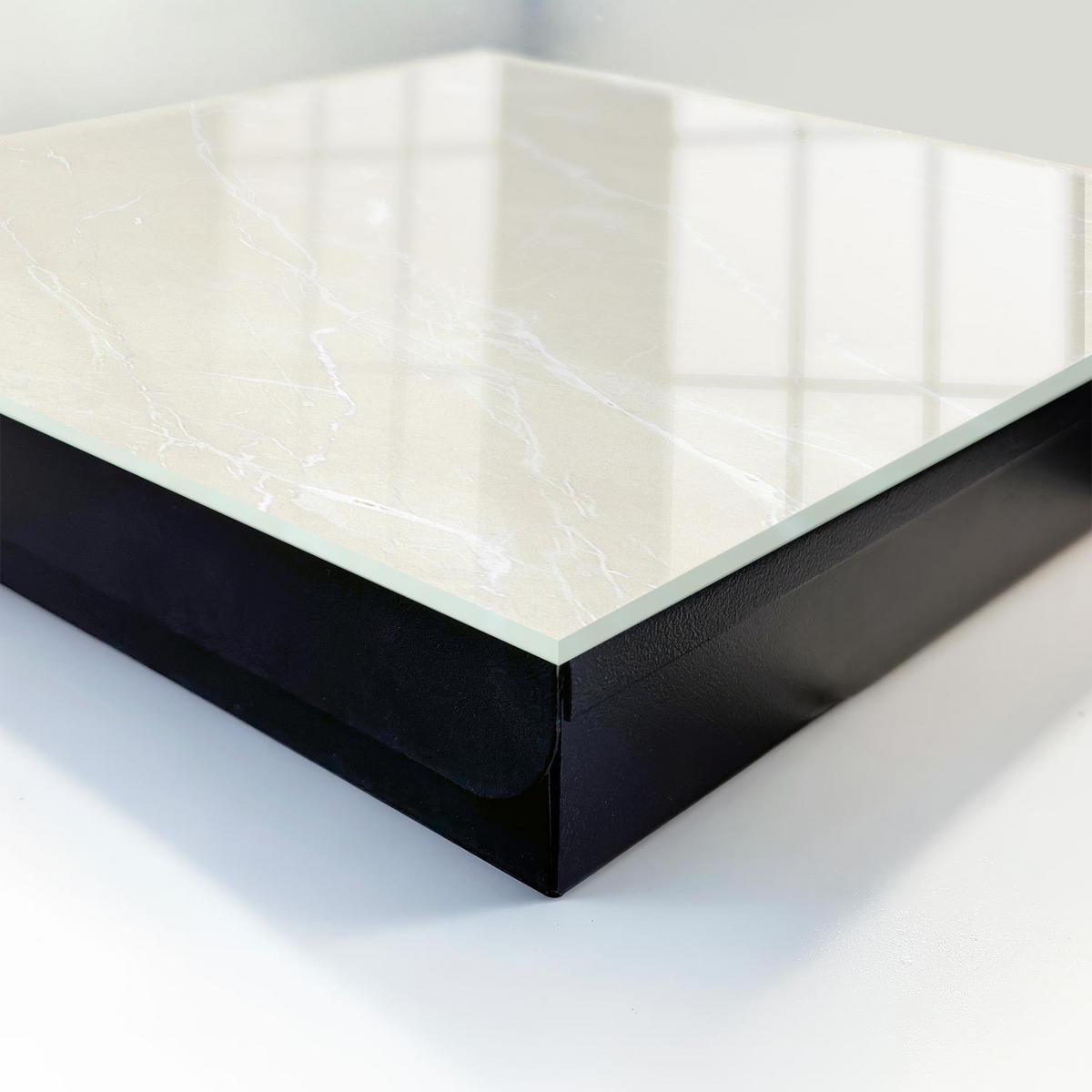 SCHLÜSSELBOX Schwarz 30x30 cm- Türöffnung nach rechts - Marmor-Eleganz - Beige, Metall (30/30/5cm) - TULUP