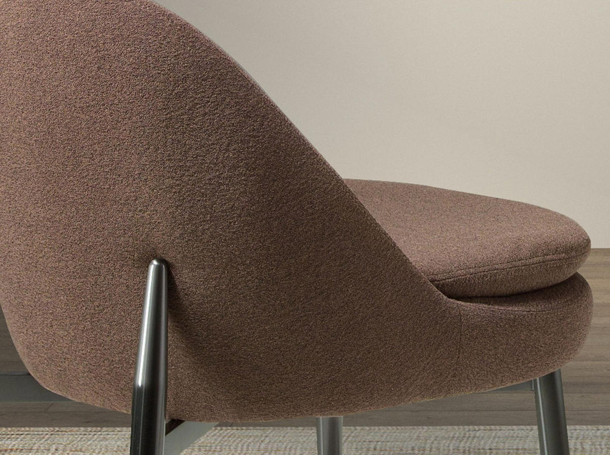 STUHL Stuhl aus dunkelbraunem Stoff 51/62/77 cm - Chromfarben/Dunkelbraun, Textil/Metall (51/77/62cm) - ANGEL CERDA