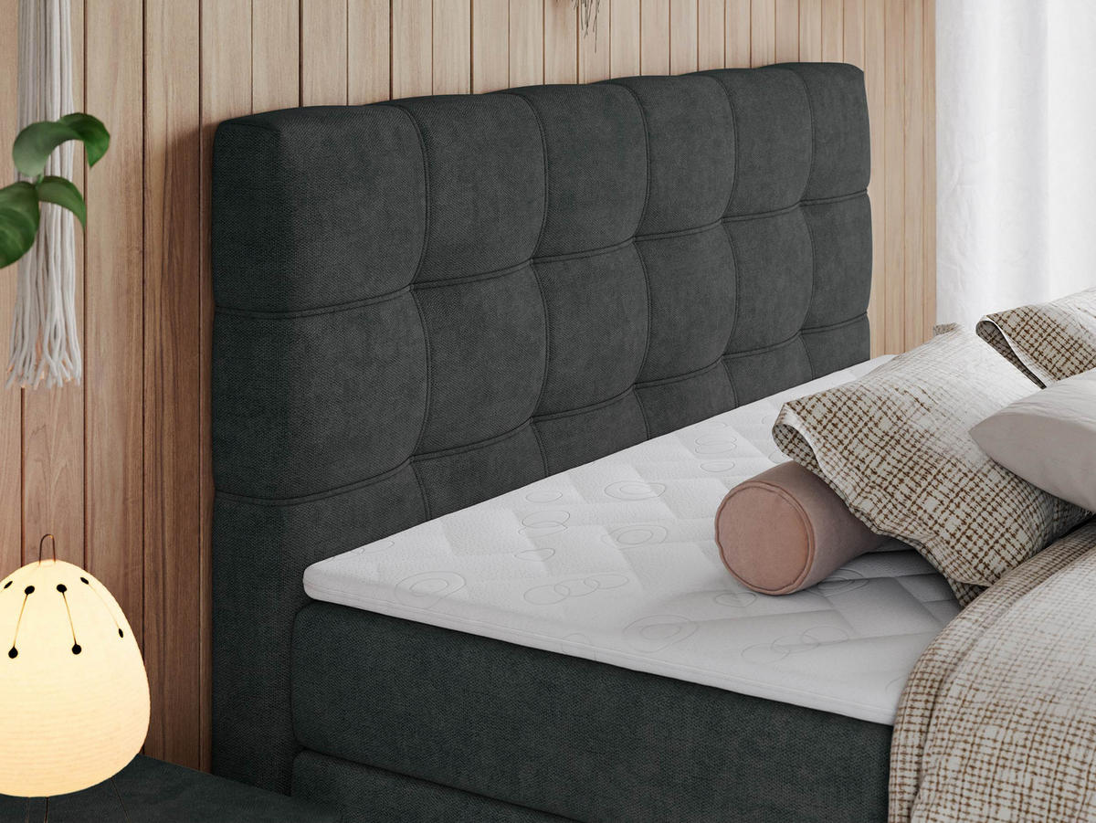 BOXSPRINGBETT ERNI KING 120/200 Dunkelgrau Struktur - H4 - Dunkelgrau, Holz/Textil (120/200cm) - MKS
