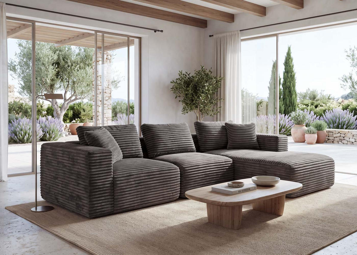 SOFA-GARNITUR Braun - Braun, Textil (276/58/154cm) - MCW