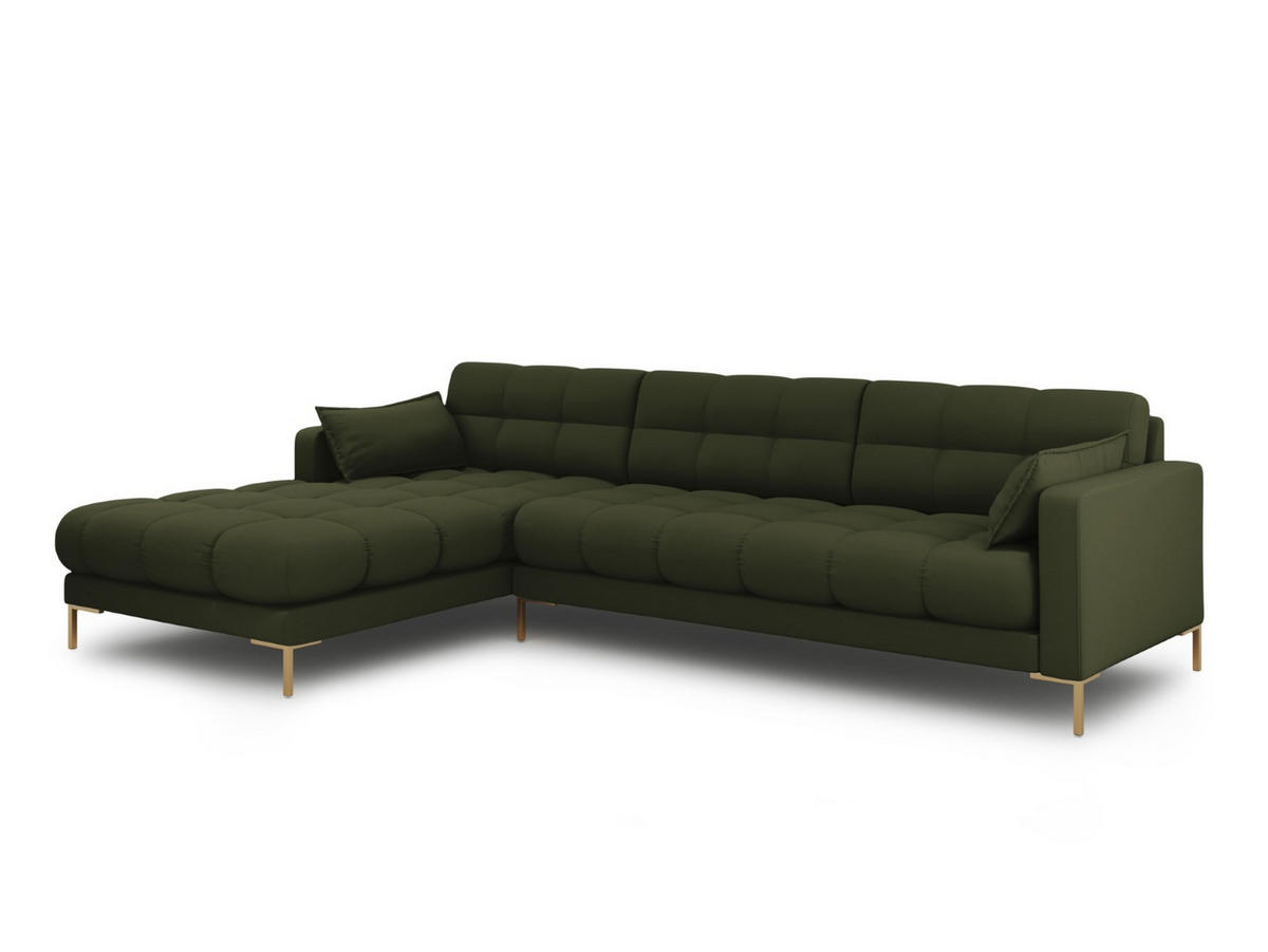 ECKSOFA links Mamaia aus strukturiertem Stoff grün 5 Sitzplätze - Grün, Textil (185/293cm) - Micadoni