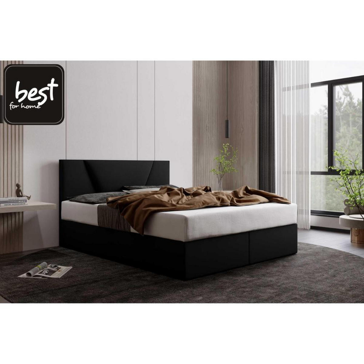 BOXBETT Jubilee Bonellfederkern inkl. Topper - Schwarz, Holz/Holzwerkstoff (200/200cm) - Best For Home