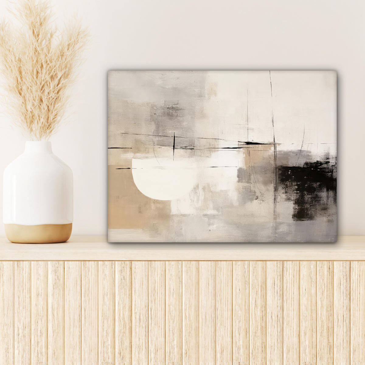 LEINWANDBILD Abstrakt - Kunst - Grau 40x30 cm - Hellgrau, Textil (40/30cm) - MuchoWow