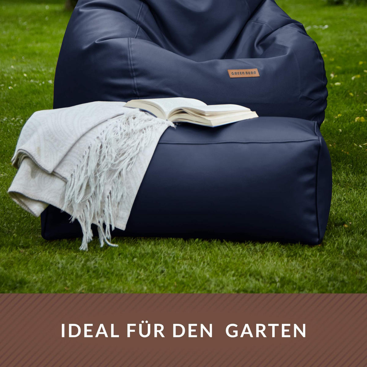 SITZSACK-HOCKER 70x33x28cm - KUNSTLEDER - Dunkelblau, Textil (33/28/28cm) - Green Bean