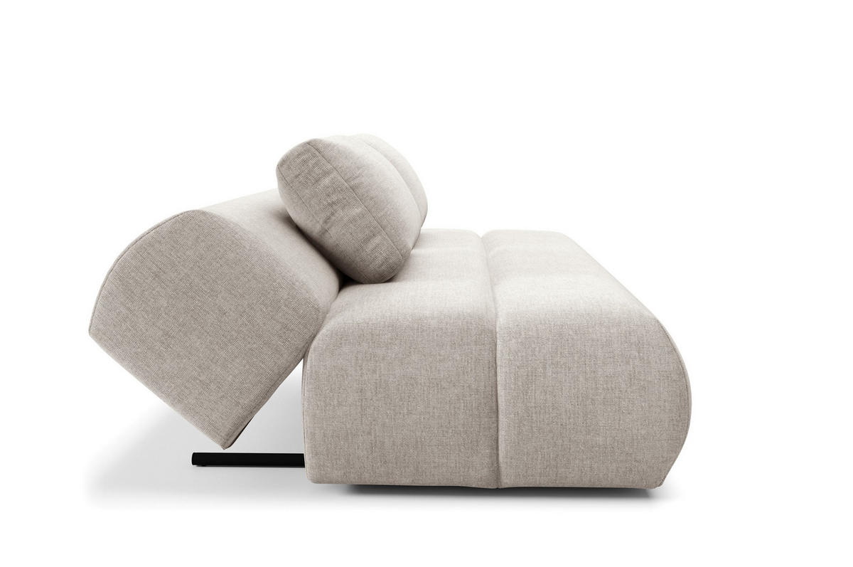 BETTSOFA ATOMO Beige Chenille-Stoff mit Schlaffunktion - Beige, Holz (217/82/134cm) - MASSENO