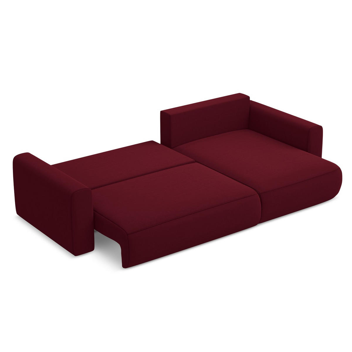 ECKSOFA mit Schlaffunktion Samt Stoff Rot - Bordeaux/Rot, Kunststoff/Textil (278/149cm) - LaMiaSofa