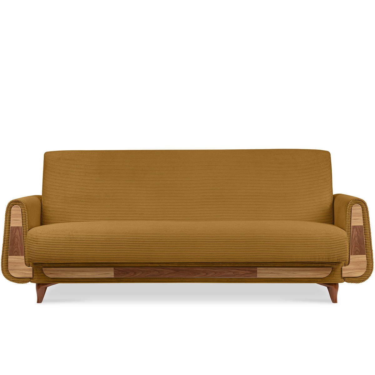 3-SITZER-SCHLAFSOFA GUSTAVO II mit Armlehnen, Gelb - Gelb, Holz/Holzwerkstoff (230/98/98cm) - KONSIMO®