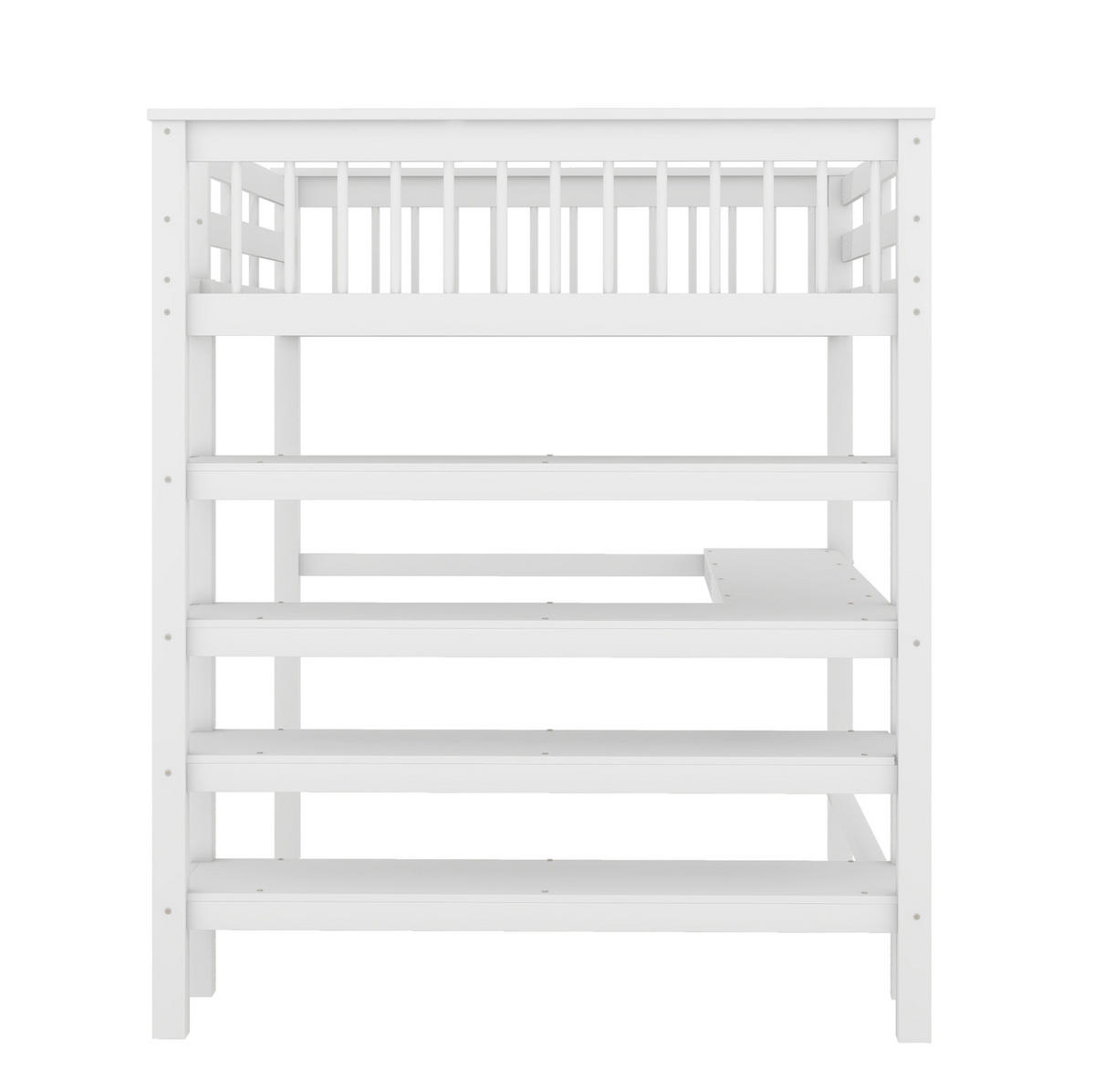 HOCHBETT 140/200 cm, Weiß mit Ablagefächern und Schreibtisch ohne Matratze - Weiß, Holz (140/200cm) - MIVRAY