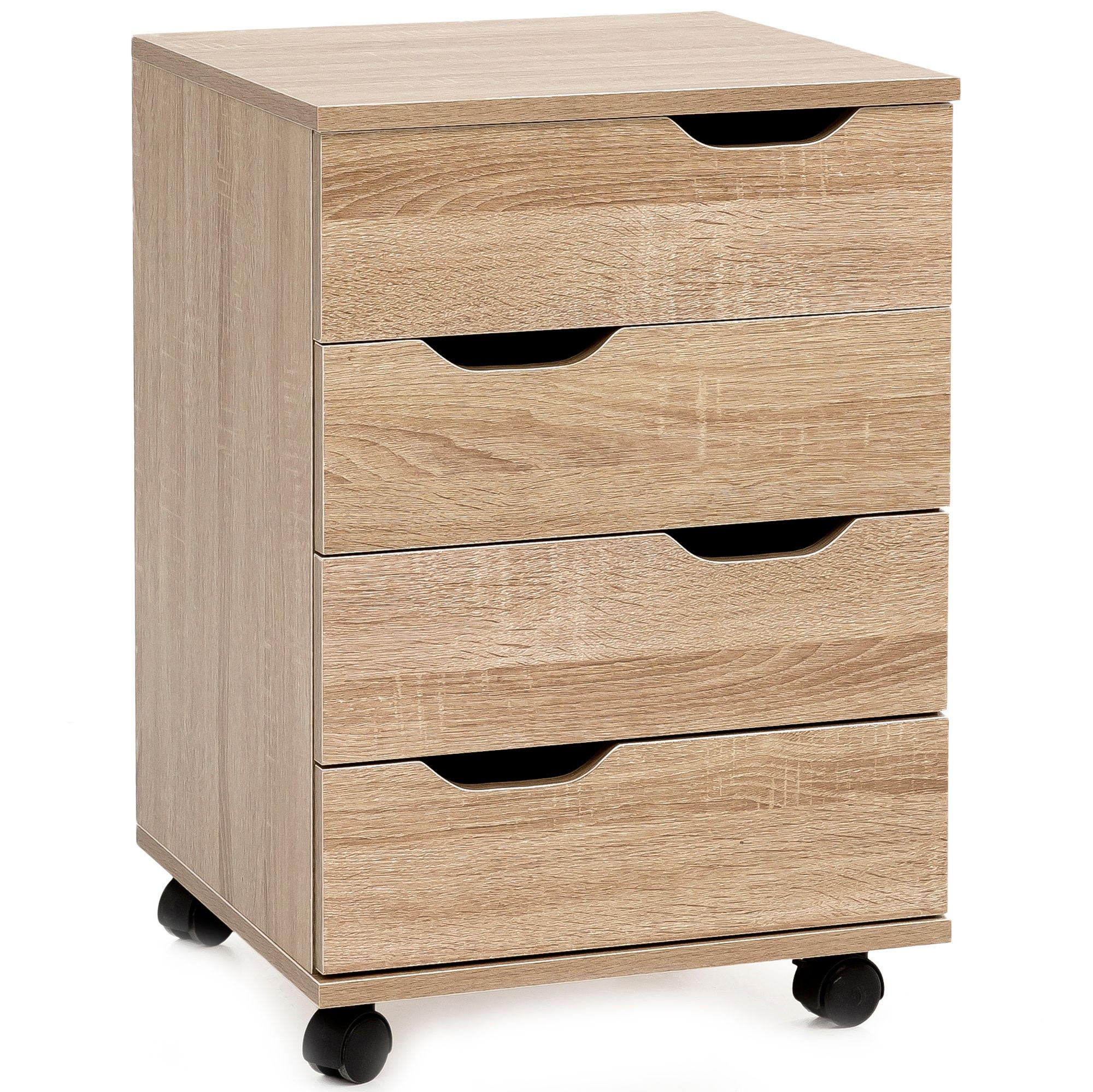 ROLLCONTAINER – Weiß, 4 Schubladen, Rollen, stilvoll, für Büro - Beige/Schwarz, Holz/Kunststoff (40/60/40cm) - KADIMA DESIGN