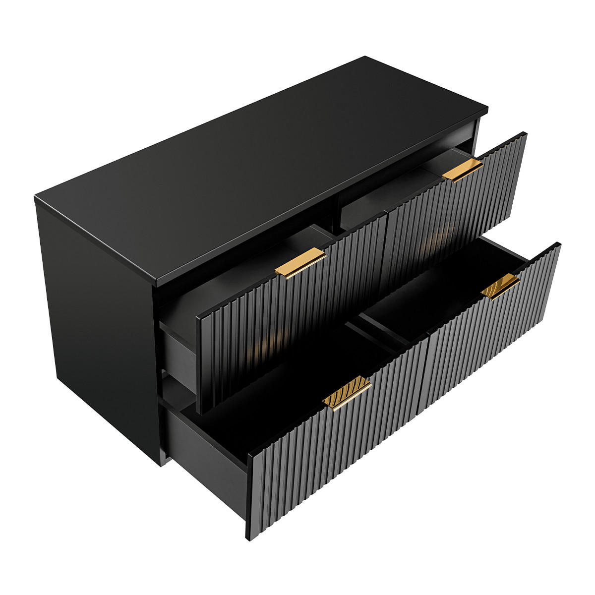 WASCHTISCHUNTERSCHRANK 120.8cm Adriel Mattschwarz - Schwarz, Holzwerkstoff (120.8/59/46cm) - Petits-meubles