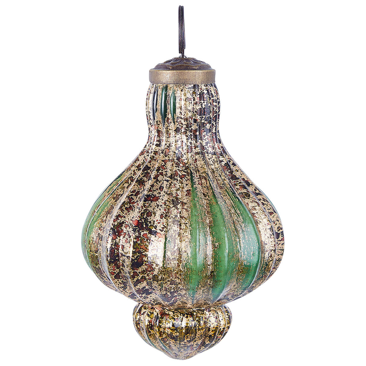 WEIHNACHTSKUGEL 8er Set Glas Grün Brillant - Goldfarben/Grün, Glas (11/14/11cm) - Beliani
