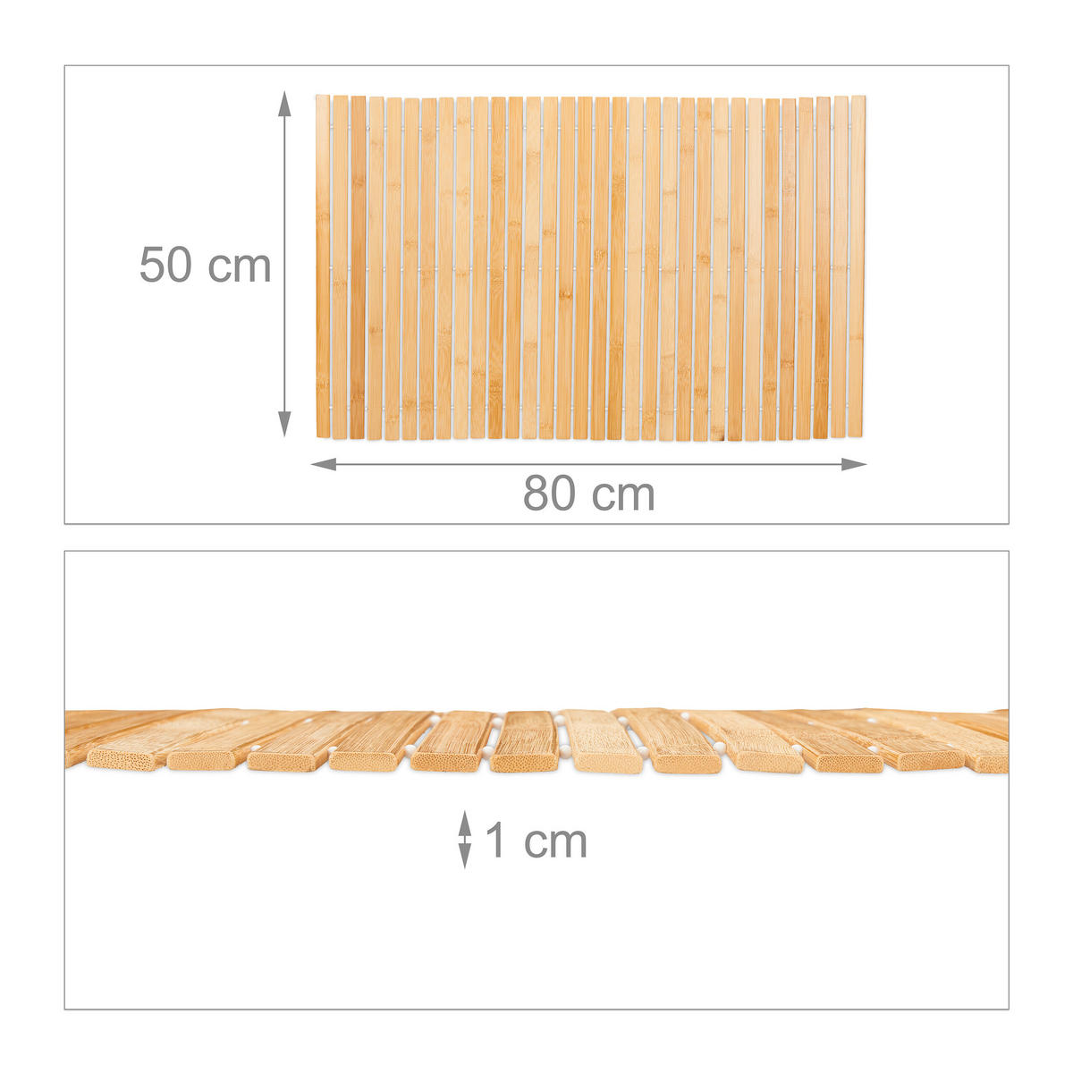 BAMBUS-BADVORLEGER - Hellbraun, Holz/Kunststoff (80/50cm) - Relaxdays