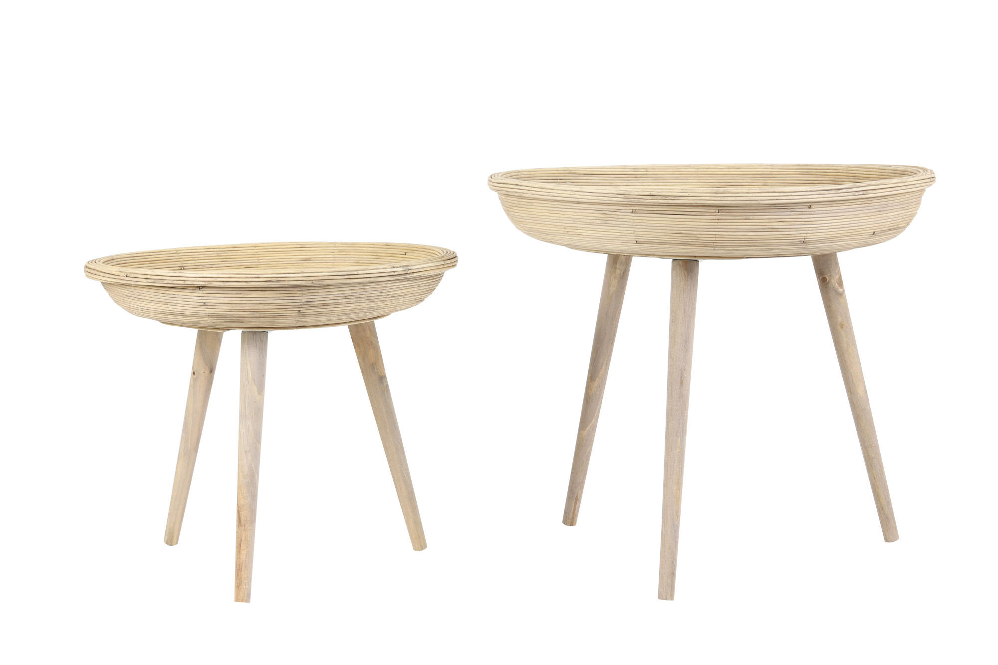 BEISTELLTISCH Colon Braun Ø56/48 cm 2er-Set - Braun, Holz (56/56/48cm) - Light & Living