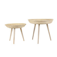 BEISTELLTISCH Colon Braun Ø56/48 cm 2er-Set - Braun, Holz (56/56/48cm) - Light & Living