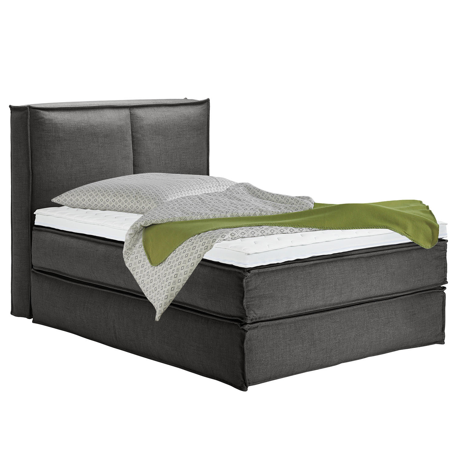 BOXSPRINGBETT mit Kopfteil - Premium - Anthrazit, Textil (140/200cm) - home24