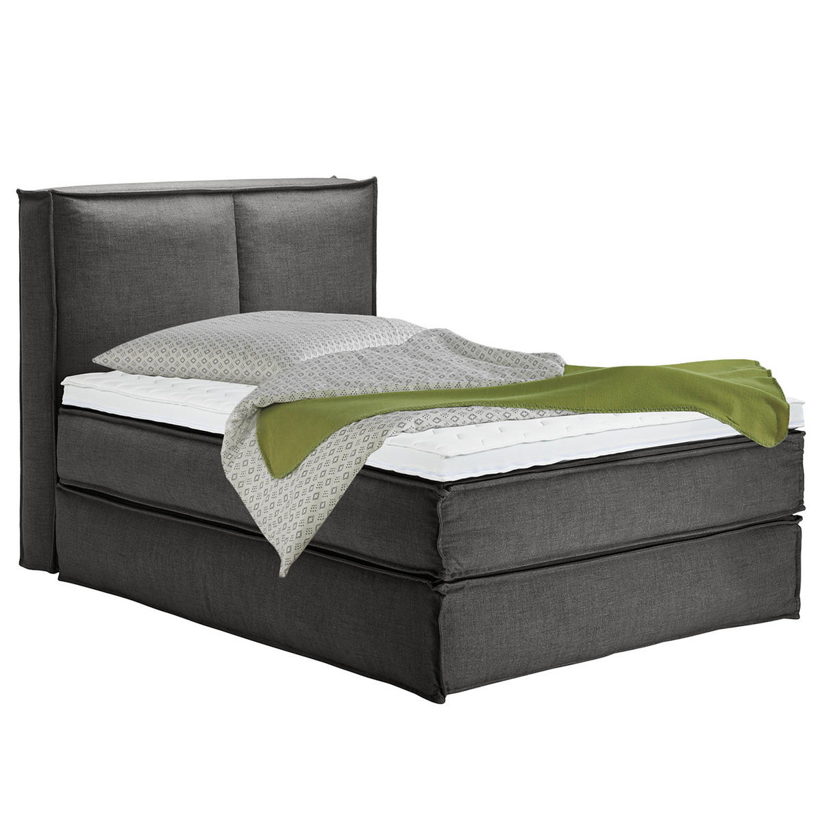 BOXSPRINGBETT mit Kopfteil - Premium - Anthrazit, Textil (140/200cm) - home24