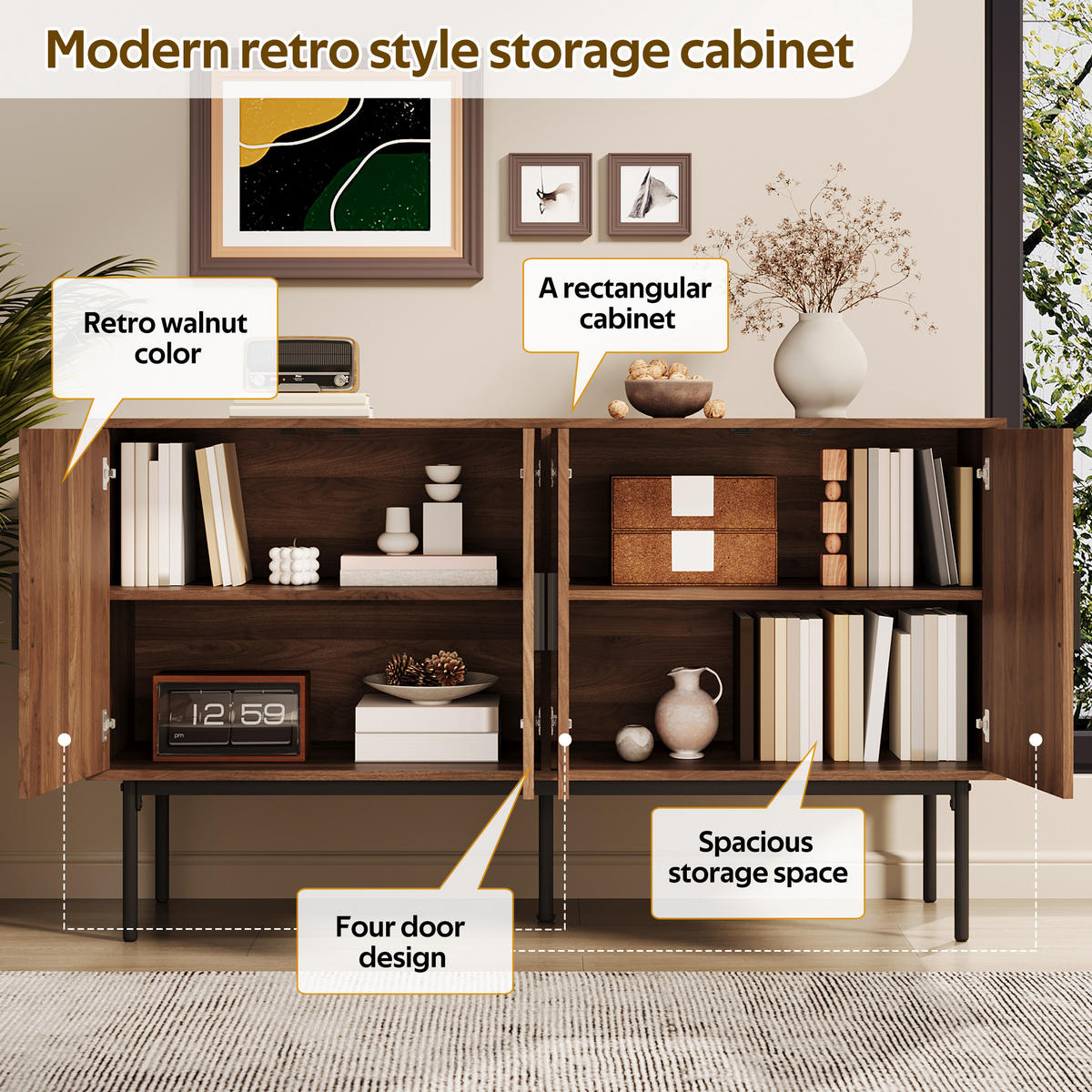 SIDEBOARD 140 cm Stauraum - Naturfarben, Holzwerkstoff (140/80/40cm)