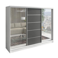 SCHWEBETÜRENSCHRANK 200 CM TOP Farbe: Weiß, Graphit - Graphitfarben/Weiß, Holzwerkstoff (200/215/60cm) - A&J MöbelLand