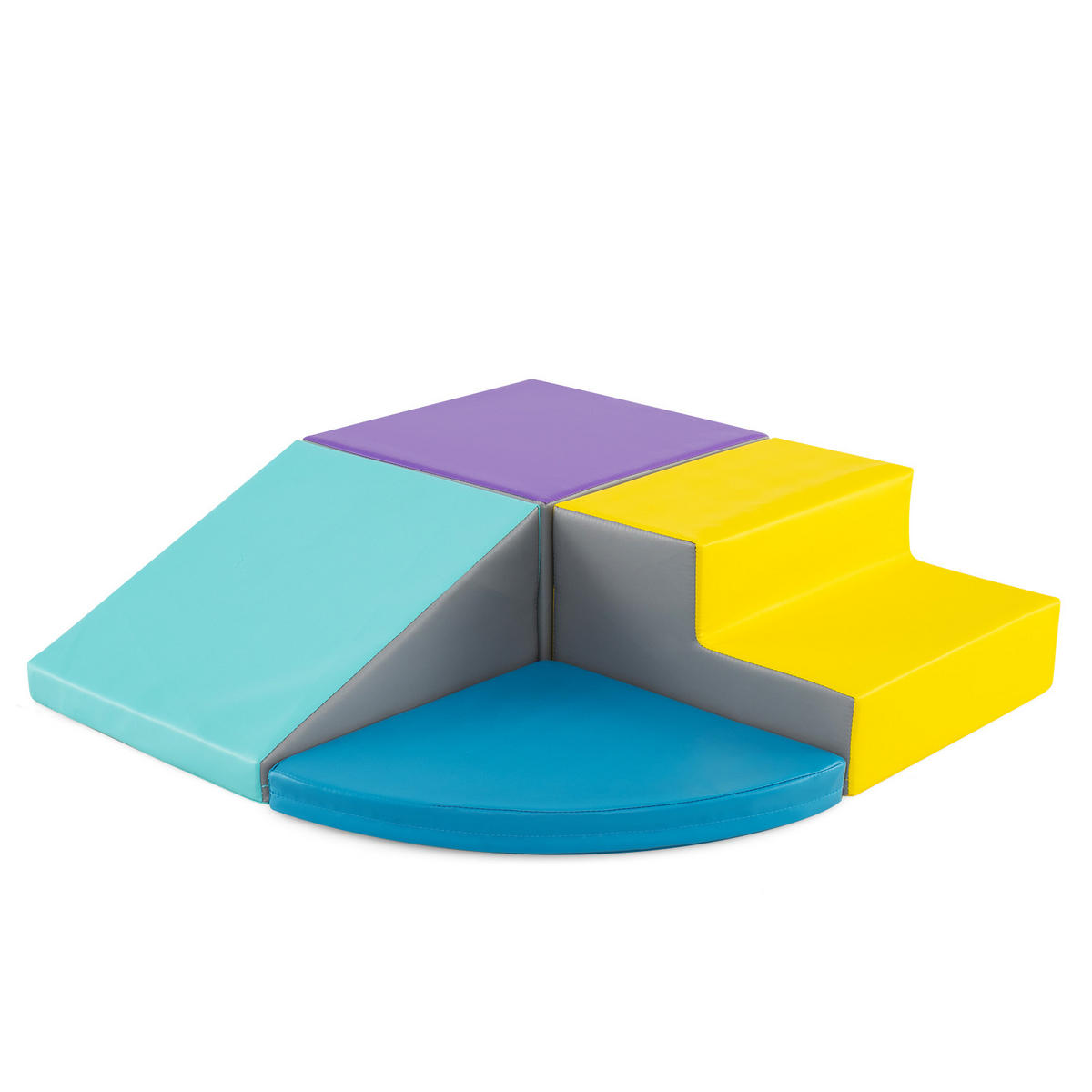 SOFTBAUSTEINE Marineblau (4-teilig) - Dunkelblau, Leder (46/25/46cm) - COSTWAY