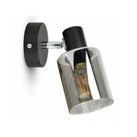 WANDLEUCHTE TUBE - Transparent/Schwarz, Glas/Metall (14/18/10cm) - kiki design