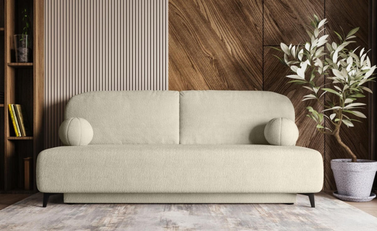 SOFA Beige MIO Mit Schlaffunktion Boucle - Beige, Textil (198/90/86cm) - Sepro Meble