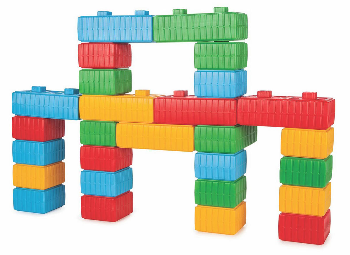 BAUSTEINE Brick Block 03251 43 Teile, große bunte Elemente, Kunststoff, Einstieg ab 3 Jahren - Multicolor, Kunststoff (23/45/59cm) - Pilsan