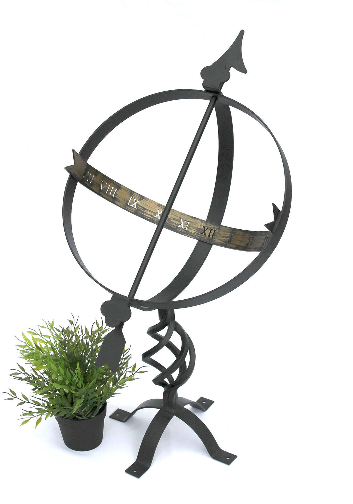 SONNENUHR Garten Metall Schwarz 70 cm - Schwarz, Metall (40/70/50cm) - DanDiBo