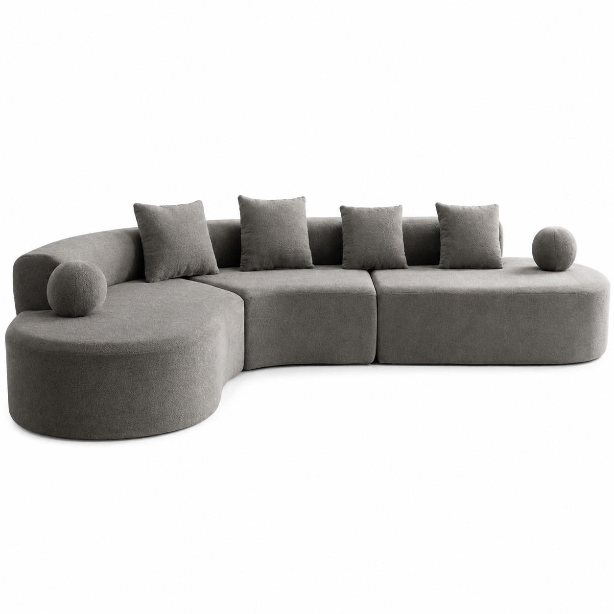 5-SITZER ECKSOFA Chenille Grau mit Kissen - Grau, Textil (327/215cm) - WISHDOR