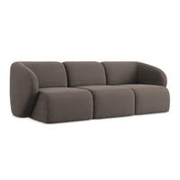 3-SITZER SOFA Bouclé Stoff Braun - Schwarz/Mokka, Holzwerkstoff/Kunststoff (244/75/94cm) - LaMiaSofa