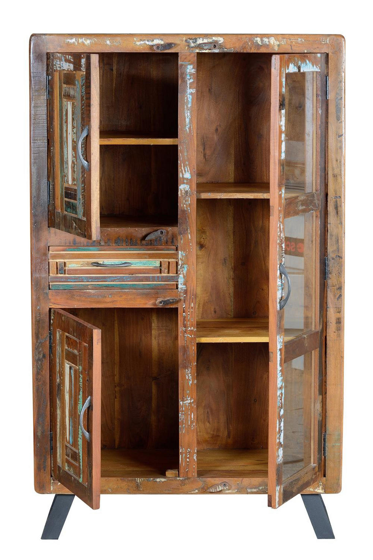 VITRINE aus recyceltem Holz - Chromfarben, Holz (38/140/90cm) - Giner y Colomer