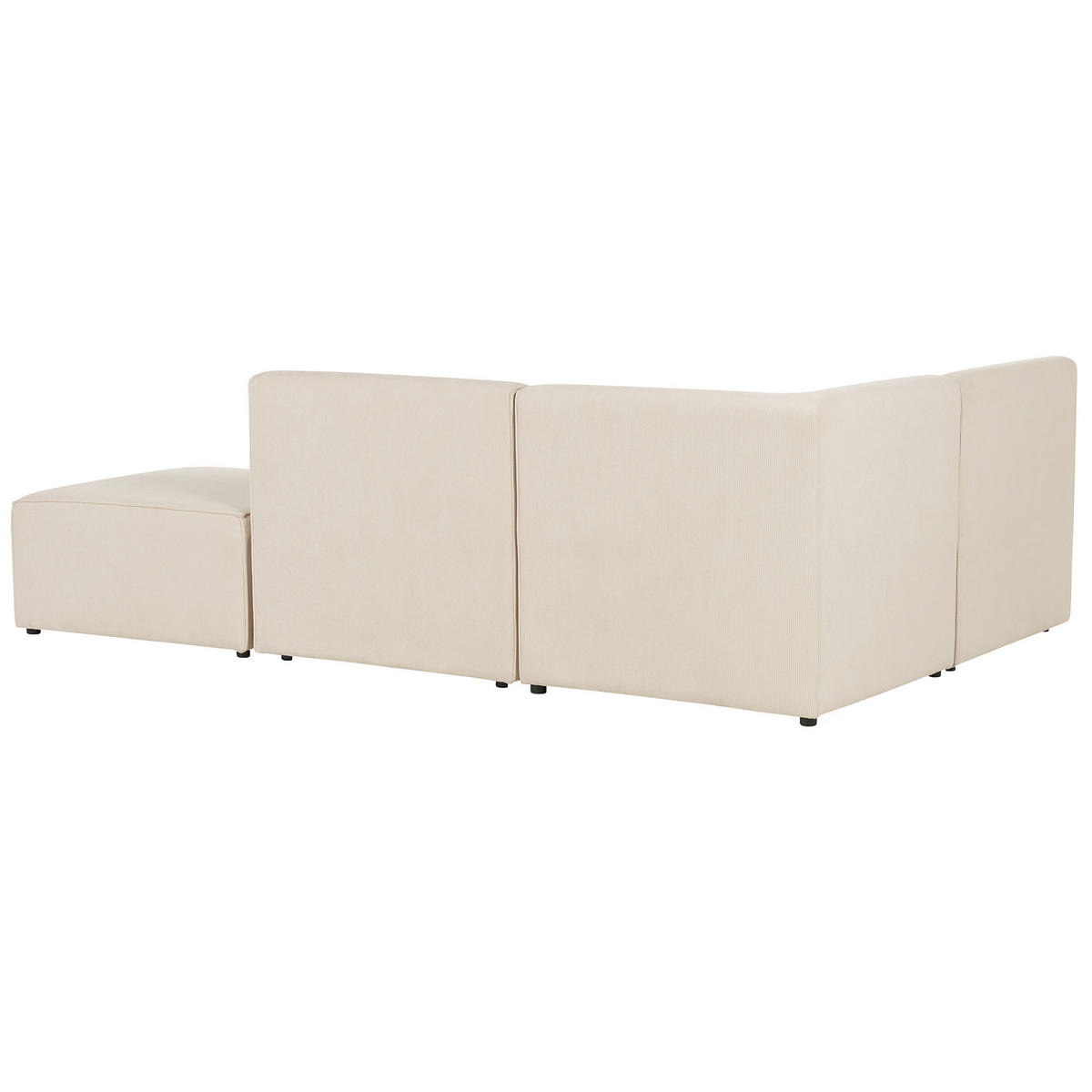 3-SITZER-ECKSOFA Cord hellbeige linksseitig mit Ottomane Lemvig - Beige, Textil (250/163cm) - Beliani