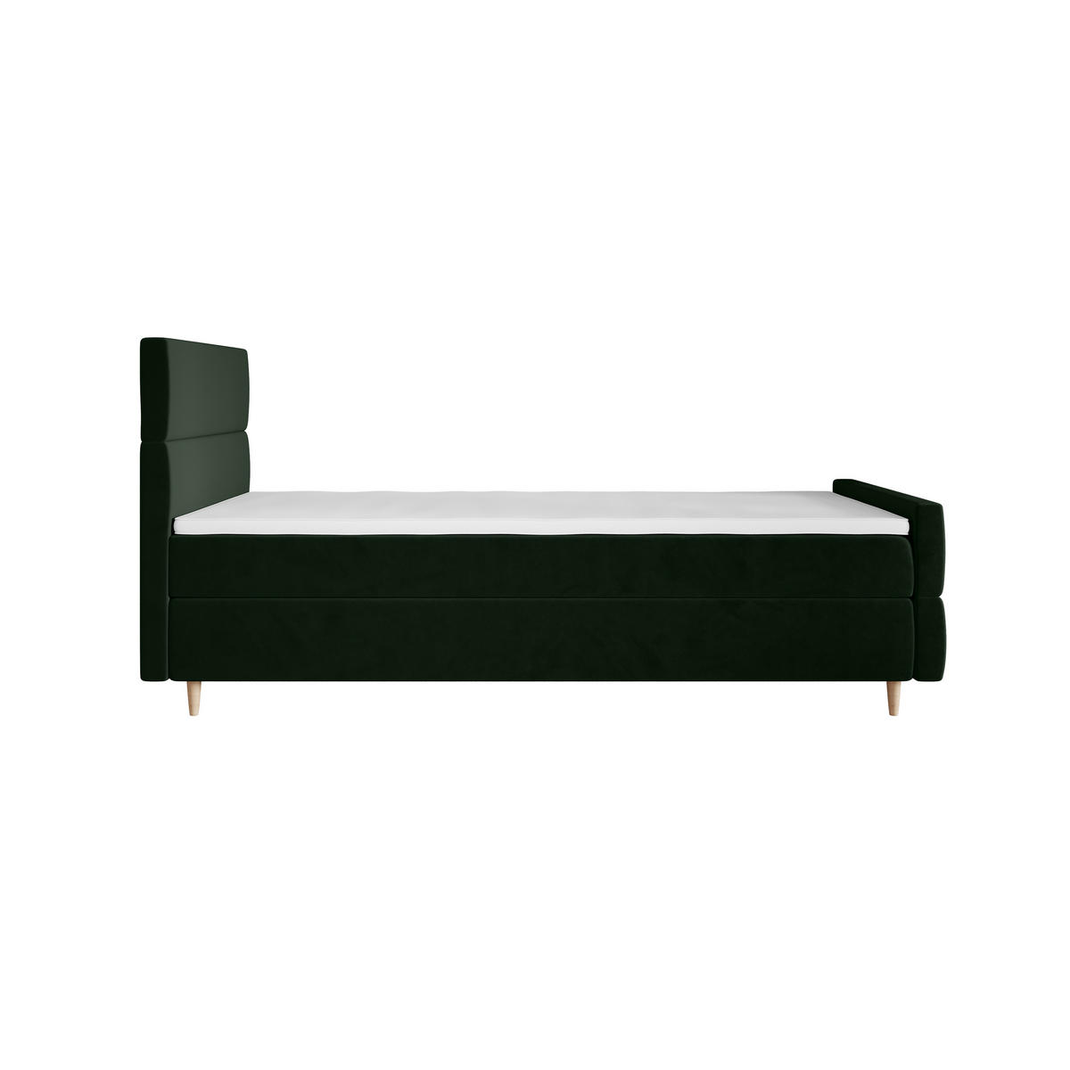 BOXBETT FLO PLUS 100x200 Itaka 10, mit Matratze H3, Bonell und Topper, Dunkelgrün - Dunkelgrün, Holz/Textil (100/200cm) - Bedante