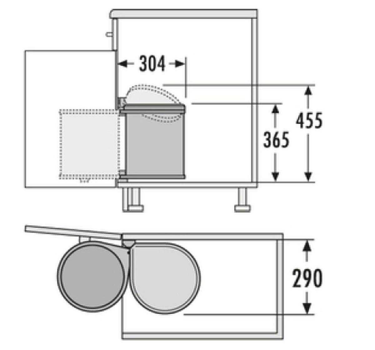 MÜLLEIMER Hailo Mono 1x 15 Liter Küche Einbau ab 40cm Schrank Weiss - Weiß, Metall (36/36.5/30.4cm) - Hailo