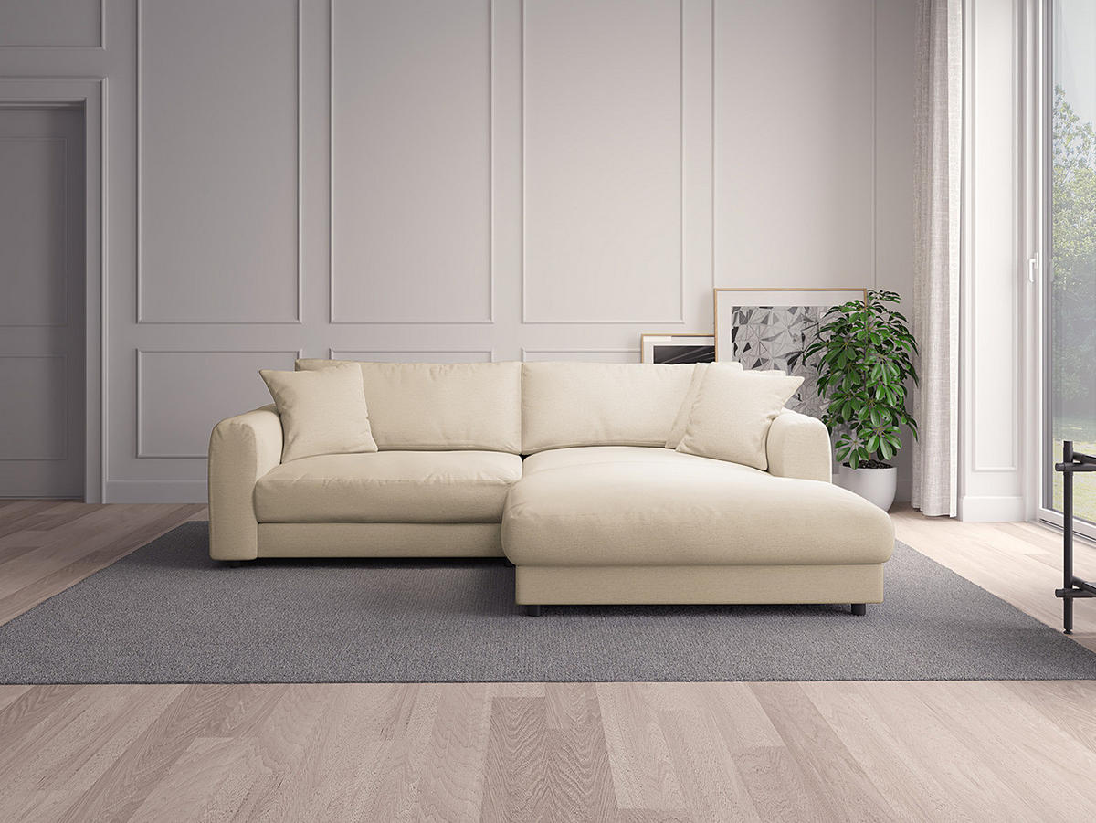 ECKSOFA mit Longchair - Beige/Schwarz, Holz/Kunststoff (238/183cm) - home24